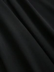 Sweetra Elegant Black Deep V-Neck Cinched Waist Wide Leg Jumpsuit, Suitable For Commuting And Gatherings, Spring/Summer - Black - View 5