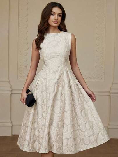 Aveloria Rosie 甜美束腰镂空喇叭连衣裙，无袖