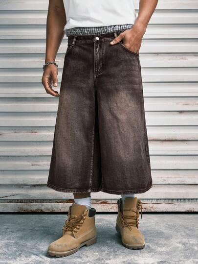 Modcrash 百慕大牛仔短裤，宽松版型，百搭百搭，夏季时尚休闲街头风，青春学院风，纽扣、拉链、口袋等细节设计，适合日常通勤、居家休闲、户外活动、朋友聚会