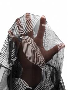 Brillora 女士优雅浪漫度假印花流苏V领和服罩衫，黑色连衣裙，春夏款 - 黑色 - 查看 7