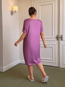 Dream Adore 可爱叠叠猫印花加大码短袖宽松睡裙 - 彩色 - 查看 2