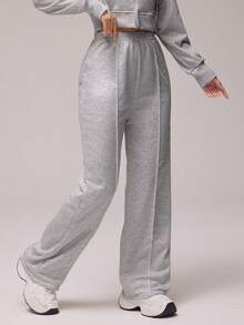 Velisys Women's 2pcs Set Loose Linen Sweatpants, Dark Gray & Black, Casual Sports Pants - Multicolor - View 4