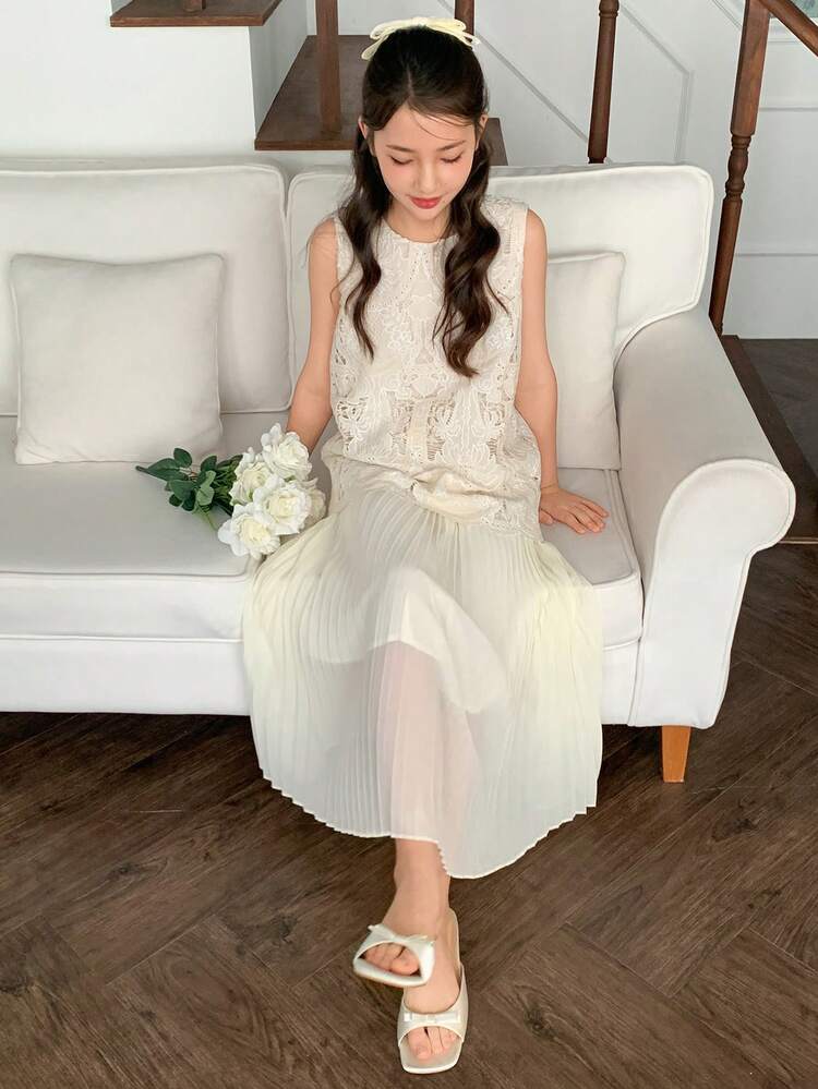 Tween Girls Sleeveless Round Neck Dress