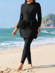 Swim Mulvari Plus Size Women Middle East Style Long Sleeve & Pants Swimwear - Multicolor - View 5