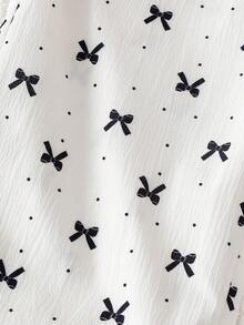 Girls' Long Wide-Leg Pants With Black Bow Print, Elastic Waist Design, Fresh And Cute Style Girls Summer Wide Legs Pants Pants With Bows Girl Wide Pants Bow Pants - Apricot - View 5