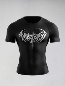 Acti Log Herr-T-shirt med döskalletryck och raglanärm, kortärmad - Multifärgad - Visa 2