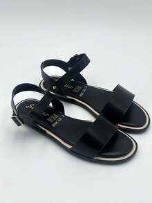 Huarache básico con hebilla al tobillo - Negro - Ver 2