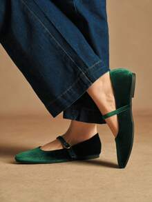 Rosivie Women's Casual Versatile Commute Simple Buckle Flats - Green - View 4