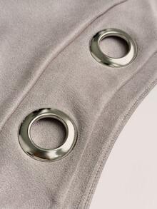 Maweii 大码纯色不对称肩部性感两件套 - 淺灰紫 - 查看 7