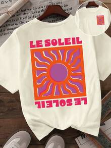 DrmWander Women's T-Shirt, Casual Street Style Graphic Short Sleeve T-Shirt, Cute Summer Top - Apricot - View 1