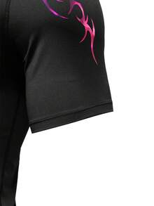 GymBeat Camiseta deportiva de manga corta y ajuste slim con estampado de araña para hombre, gimnasio - Negro - Ver 3