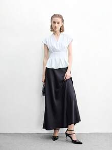 CUCCOO BIZCHIC Black Patent Leather Pointed Toe Slingback Pumps With Buckle Closure, Hollow Out Stiletto Heels, Elegant & Sexy Women Shoes - Black - View 8