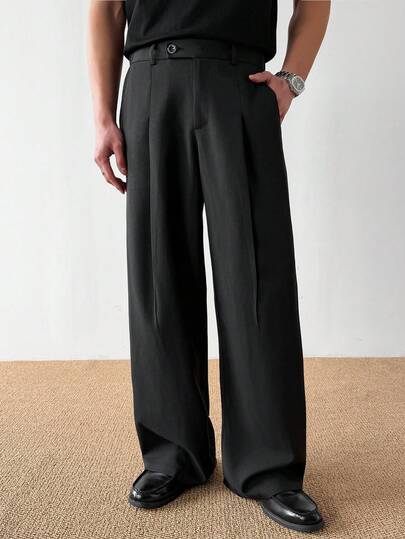 HUEFORM Men's Commuter Vintage Coin Casual Straight Leg Wide Leg High-End Relaxed Fit Trousers