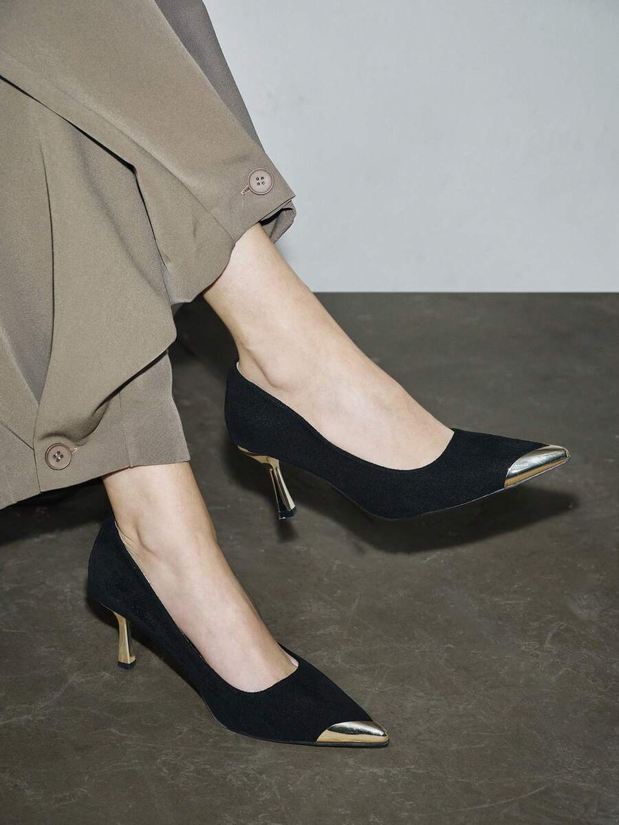 New Stylish Women Mid Heel Pointed Toe High Heels, Fashion Versatile Pumps Spring Shoes