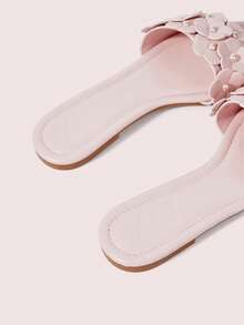 CUCCOO DOLLMOD Ladies Pink Flower Comfortable Flat Sandals, Sweet Wind Flower Flat Sandals - Pink - View 4