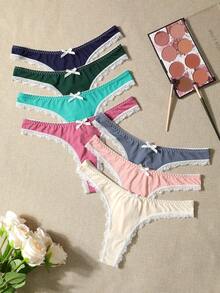 PetitDoll 7-Pack Seamless Lace Trim Panties - Multicolor - View 1