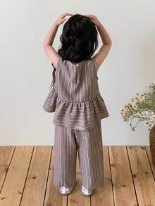 DAZY Infant/Toddler Girls' Round Neck Fresh Korean Style Shirt And Pants 2 Pieces Set - Dusty Pink - View 2