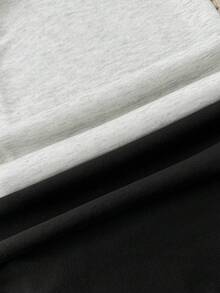 SHEIN 少女针织黑色吊带连体裤和灰色阔腿裤休闲套装 - 黑色 - 查看 5