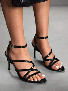 CUCCOO SZL New Burgundy Pointed Toe High Heel Fashion Women Sandals Spring Shoes Summer - Black - View 5