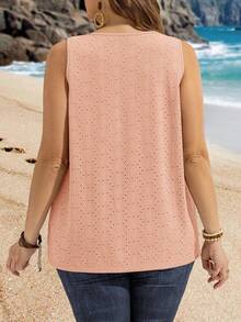 EMERY ROSE 大码休闲吊带背心，无袖简约风格，适合女士度假春季穿搭，网纱材质。 - 淺粉色 - 查看 2