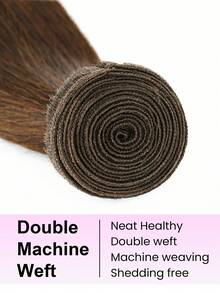 巧克力棕色 Yaki 直发人发束 100% 未加工巴西处女发编织 4# 棕色浅 Yaki 直发原始雷米接发 1 束 女士 - S4 - 查看 4