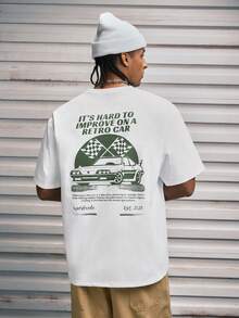 Modcrash One Wave 男士休闲百搭个性化赛车英文标语图案短袖T恤 - 白色 - 查看 1