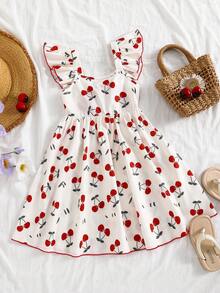 Emery Rose Kids Emery Rose Kids 少女休闲可爱迷你爱心、迷你樱桃印花、简约荷叶边下摆连衣裙，适合夏季、休闲假期、海滩周末，可爱夏日穿搭，少女夏季单品，韩版风格，海滩模式开启，夏季外出单品，夏季服装，白色连衣裙，舞会礼服，女士连衣裙，白色连衣裙，粉色连衣裙，毕业礼服，舞会礼服，樱桃连衣裙，可爱樱桃连衣裙，少女连衣裙，樱桃婴儿服装，少女樱桃连衣裙 - 粉色 - 查看 5