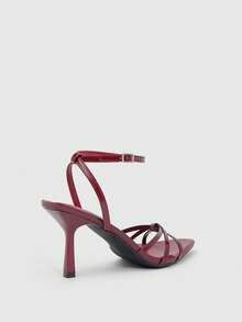 CUCCOO SZL Women Shoes Spring And Summer New Burgundy Pointed Thin High Heel Thin Strap Ankle Strap Women's High Heel Sandals Fashion Comfortable Versatile Sexy Party Women's Sandals - Burgundy - View 3