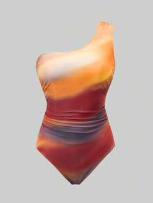 Swim Oasis Bộ áo tắm liền thân in họa tiết tie-dye dành cho nữ, có bèo nhún ở vai, kết hợp với áo khoác ngoài và chân váy ngắn, lý tưởng cho kỳ nghỉ. - Nhiều màu - Xem 4