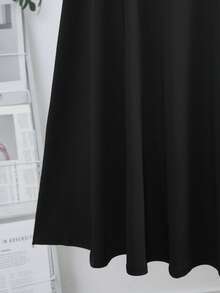 Seusyu Plus Size Women Elegant Casual Waist Cinched Asymmetric Hem Button Decor Skirt, Spring/Summer - Brown - View 6