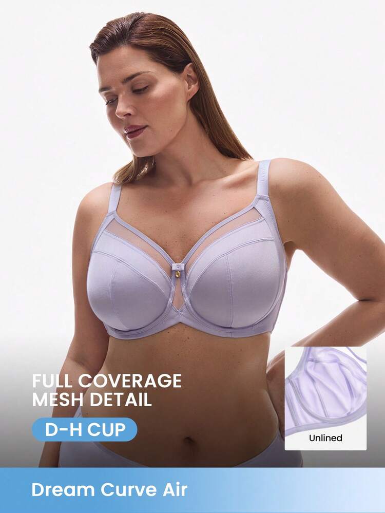Plus Unlined Full Coverage Side Support Mesh Bra