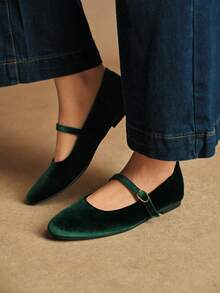 Rosivie Women's Casual Versatile Commute Simple Buckle Flats - Green - View 3