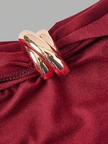 SHEIN MOD 两件套V领金属装饰黑白衬衫，适合返校、度假、派对、下午茶、复古上衣、外出、秋季、优雅、复古风、节日、办公室、工作、返校、机场等场合。 - 彩色 - 查看 3