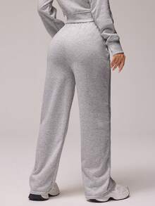 Velisys Women's 2pcs Set Loose Linen Sweatpants, Dark Gray & Black, Casual Sports Pants - Multicolor - View 2
