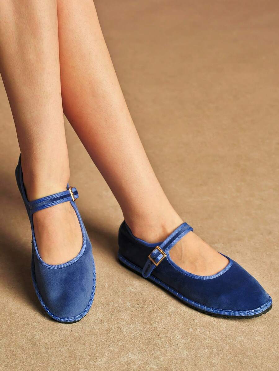 Rosivie Women's Casual Buckle Design Flat Loafers, Versatile For Daily Wear - Blue - View 1