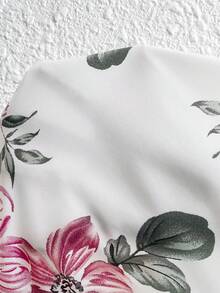 SHEIN Clasi Áo kiểu cổ chữ V in họa tiết, viền ren, thích hợp mặc hàng ngày vào mùa hè. - Nhiều màu - Xem 7