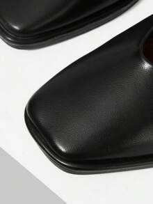 Mnmlis Women's Classic Comfortable Commuter Style Black Square Toe Mary Jane Flat Shoes - Black - View 4