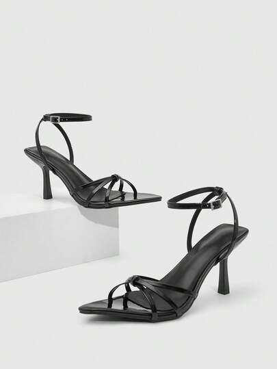 CUCCOO SZL Women Shoes Spring And Summer New Black Pointed Stiletto Stiletto Strap Ankle Strap Women's High Heel Sandals Fashion Comfortable Versatile Sexy Party Women's Sandals