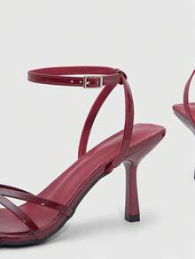 CUCCOO SZL Women Shoes Spring And Summer New Burgundy Pointed Thin High Heel Thin Strap Ankle Strap Women's High Heel Sandals Fashion Comfortable Versatile Sexy Party Women's Sandals - Burgundy - View 5