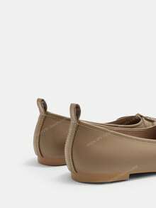 CUCCOO CURVES Women's Casual Versatile Commuter Bow Decor Wide Fit Flats - Khaki - View 3