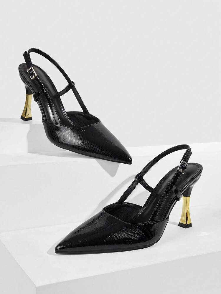 CUCCOO SZL Women's Pointed Toe Color Block Stiletto Heel Slingback Pumps, Stylish And Sexy For Commuting, Party, Office Wear