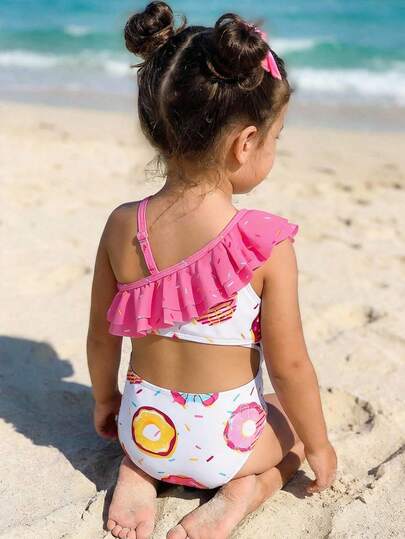Emery Rose Kids Emery Rose Kids Young Girl Casual Donut Printed Knitted Round Neck Long Sleeve Top And Triangle Summer Swimsuits For Twins  Swimsuits For Eight Year Old Two Pieces With Ruffles Twin Girl Beach Clothes Tween Swimsuit Ruffle Top Girls' Cute Donut Print One-Shoulder Ruffle One-Piece Swimsuit For Summer Beach Fun Toddler Girls' Adorable Donut Pattern Swimwear Ruffled One-Shoulder High Waisted Summer Beach Bikini Kids' Sweet Pink Ruffled Donut Print One Piece Swimsuit Girls' Summer Beach Wear