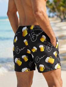 VIVINTIMO Quần short đi biển cạp rút họa tiết bia cho nam, đồ đi biển phong cách nghỉ dưỡng cho nam Quần short đi biển cho nam Đồ đi biển cho nam Đồ đi biển Phong cách dễ thương Quần short đi biển ngoài trời thường ngày, Đồ đi biển Hawaii BeachModeOn cho nam - màu đen - Xem 6
