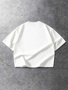 ROMWE MEN Men's Round Neck Casual Fashion Printed Short Sleeve T-Shirt, Summer - White - View 3