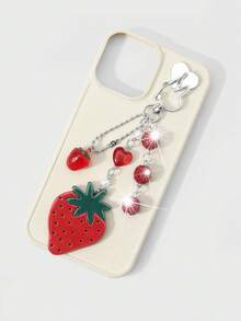ROMWE Kawaii 2 New Ins Korean Sweet, Exquisite, Fashionable And High-Value Red Series Bright Rhinestone Soft Pottery Diamond Ball Resin Strawberry Peach Heart Bow Acrylic Strawberry Cherry DIY Keychain Bag Pendant, Water Cup Pendant, Mobile Phone Case Pendant, Fixed And Pasted Love Accessories, Combination Set, Suitable For Sisters, Girlfriends, Girls And Ladies Daily Wear, Holiday Gifts - Red -2 - View 7