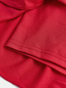 SHEIN Girlism Váy ngắn dệt kim màu trơn dễ thương có bèo nhún xếp lớp bên trong dành cho bé gái tuổi teen, phong cách Y2K, thích hợp cho mùa tựu trường. - Đỏ - Xem 4