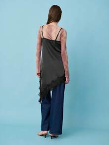 Nöista Elegant Dress Features Delicate Lace Details , A Soft Satin Drape, Perfect As A Formal Spring Break Outfits Dress Or A Chic Birthday Outfits For Clothes Carnival Dress. Its Sleek Silhouette Also Makes It A Great Choice For Elegant Outfits Or Evening Events. - Black - View 5