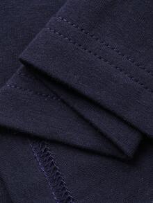 DAZY Teen Girl Slogan Print Round Neck Loose Casual Short Sleeve T-Shirt Summer - Navy Blue - View 4