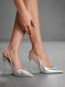 CUCCOO SZL 女士尖头高跟派对鞋，优雅时尚，适合圣诞节 - 銀色羊紋 - 查看 7