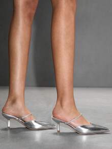 CUCCOO SZL Fashionable Elegant Commuter Crystal Decorated Pointed Toe High Heels Spring Shoes - Silver - View 6